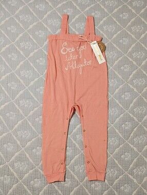 Mini Rodini Girls Peachy Pink Romper 12-18 Months NWT